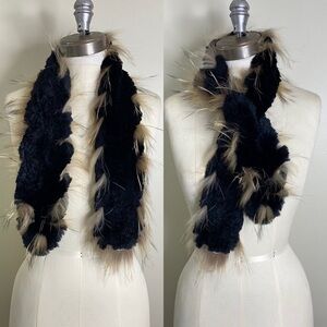 2 WAY MINK FUR WOVEN NET SCARF WITH SPIRAL WOVEN FUR AROUND THE EDGE!
